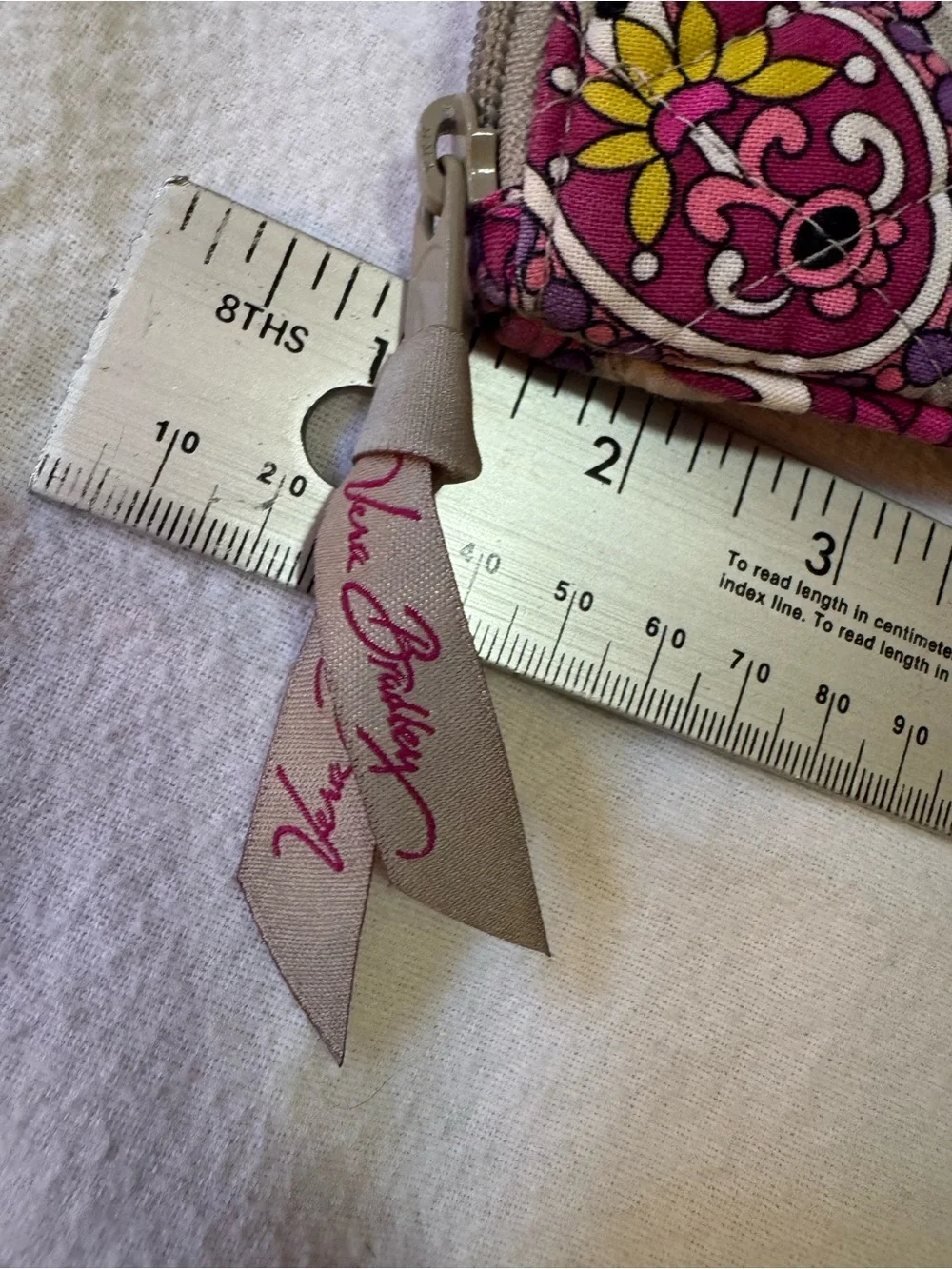 Vera Bradley Quilted Pink Purple Paisley Floral Zip Pouch Cosmetic Makeup Bag
